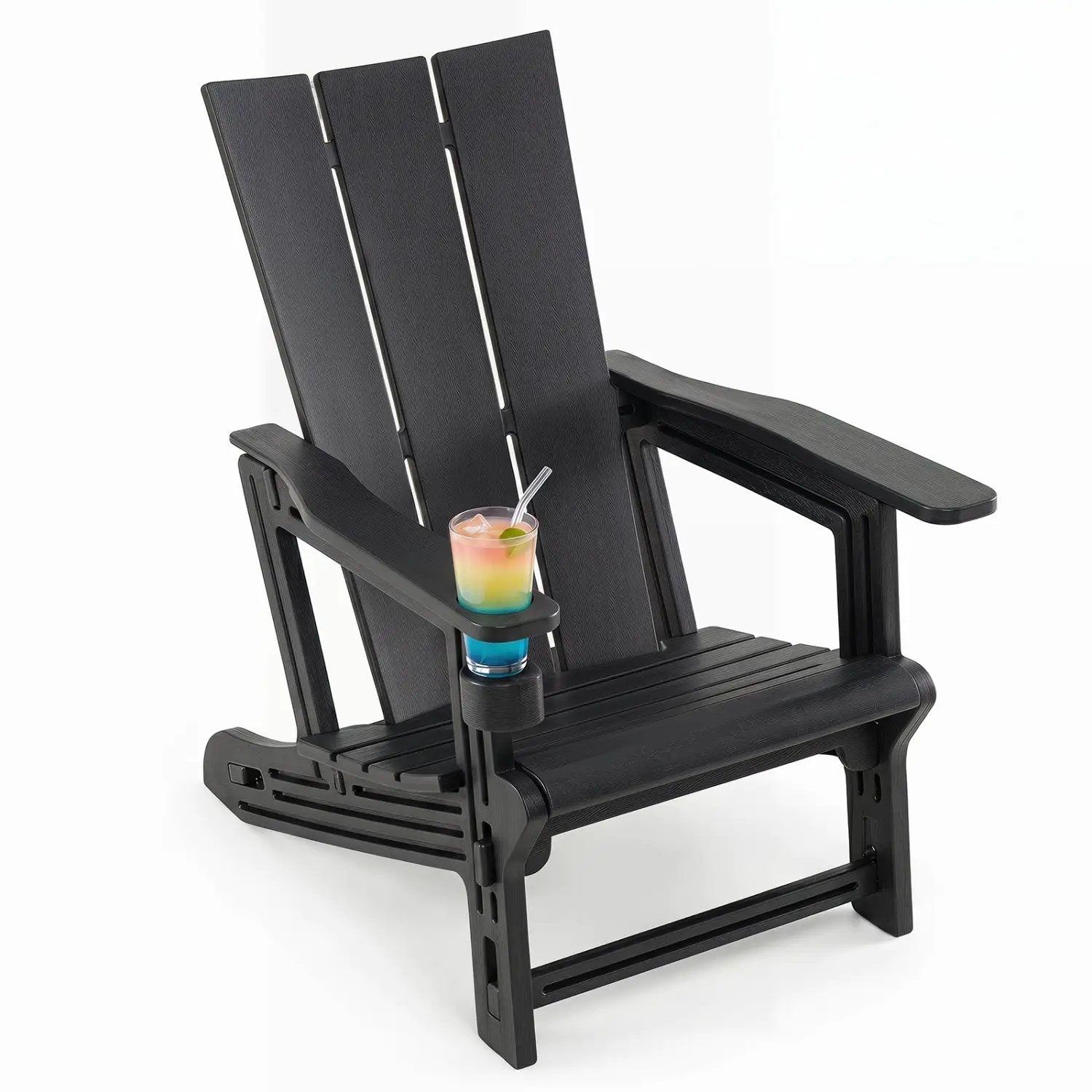 Adirondack Chair with Cup Holder - HDPE Outdoor Seating by DirectDeals