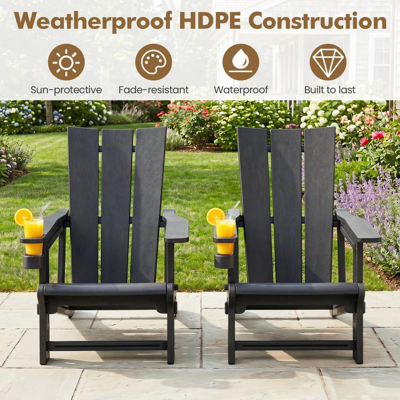 Adirondack Chair with Cup Holder - HDPE Outdoor Seating by DirectDeals