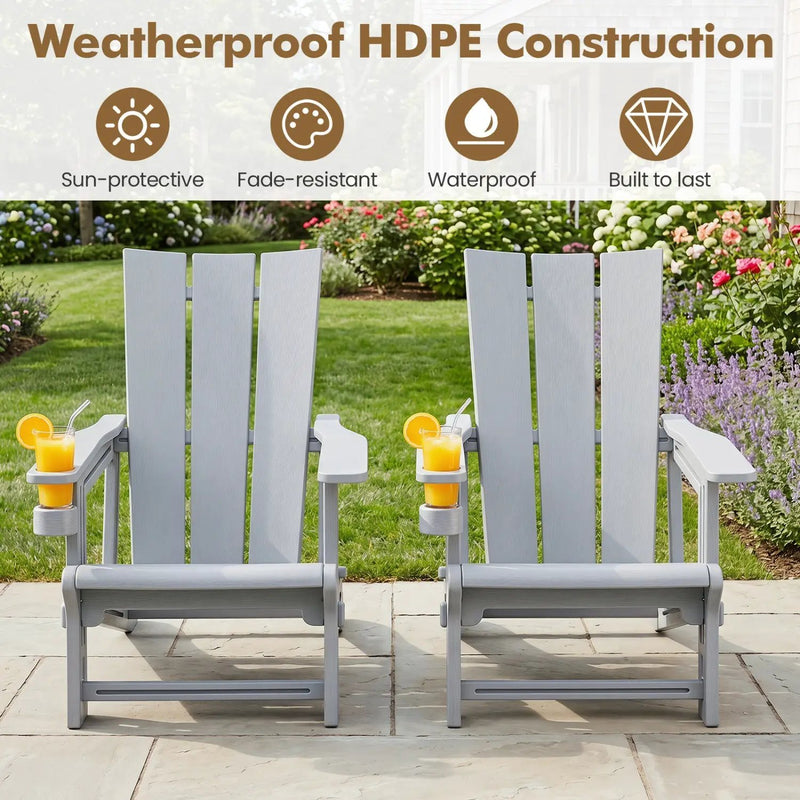 Adirondack Chair with Cup Holder - HDPE Outdoor Seating by DirectDeals