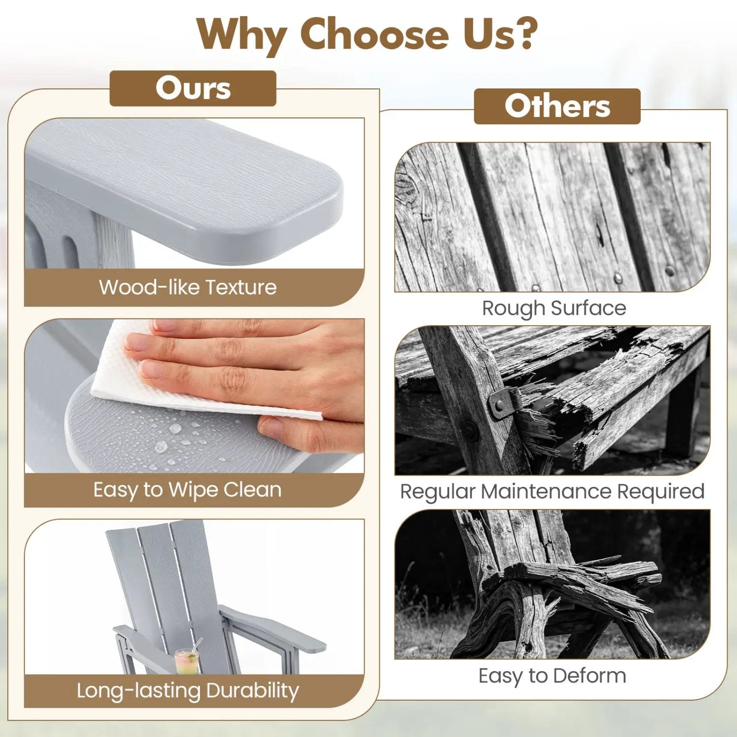 Adirondack Chair with Cup Holder - HDPE Outdoor Seating by DirectDeals