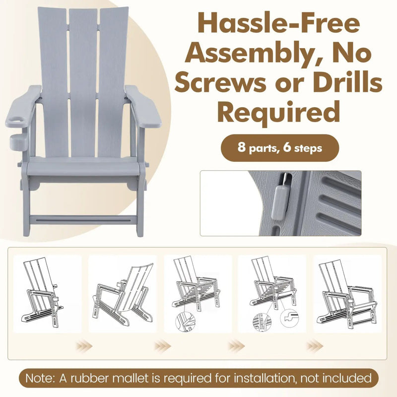 Adirondack Chair with Cup Holder - HDPE Outdoor Seating by DirectDeals