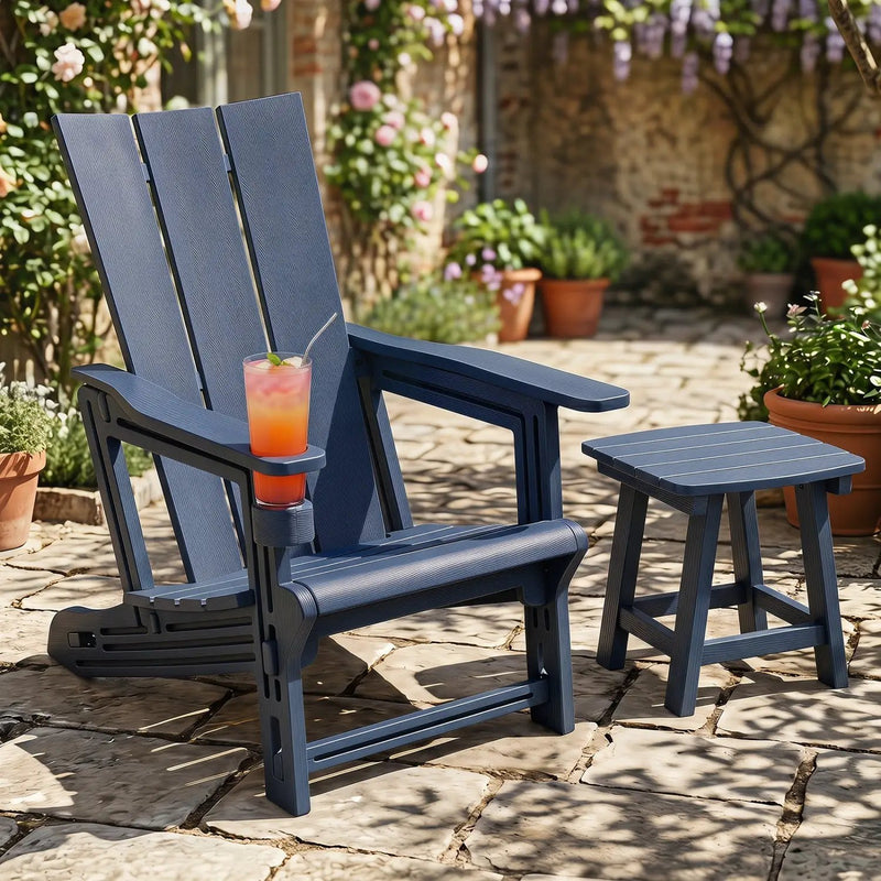 Adirondack Chair with Cup Holder - HDPE Outdoor Seating by DirectDeals