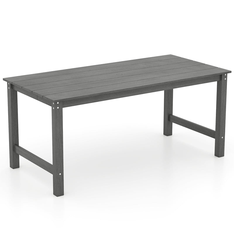 HDPE Outdoor Dining Table for 6 Person with Wood-Like Tabletop and Umbrella Hole by DirectDeals