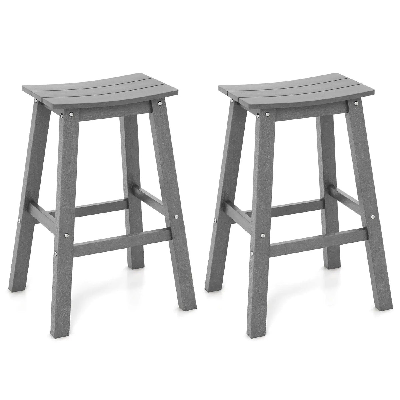 29 Inch HDPE Patio Bar Stool Set of 2 Armless Saddle Stools by DirectDeals
