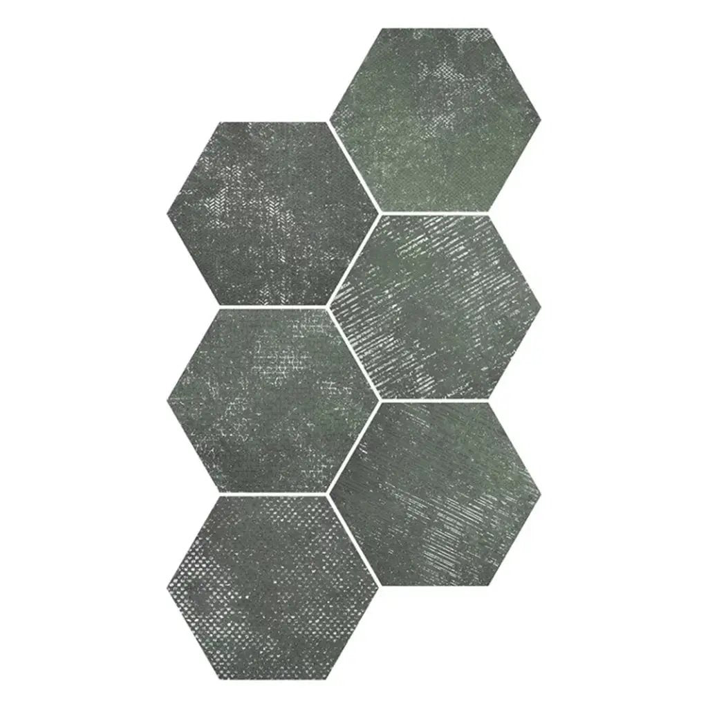 Olive Green 9x11 Textured Hexagon Porcelain Tile (16 pack, 8.07 sq ft/case) by Apollo Tile