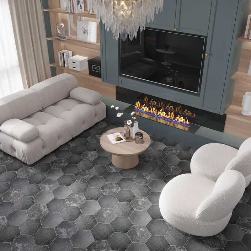 Graphite Gray 9x11 Textured Hexagon Porcelain Tile (16 pack, 8.07 sq ft/case) by Apollo Tile