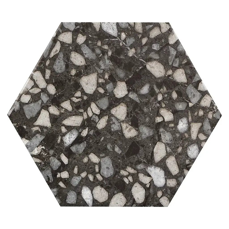 Charcoal Black 9x11 Matte Hexagon Porcelain Tile (16 pack, 8.07 sq ft/case) by Apollo Tile