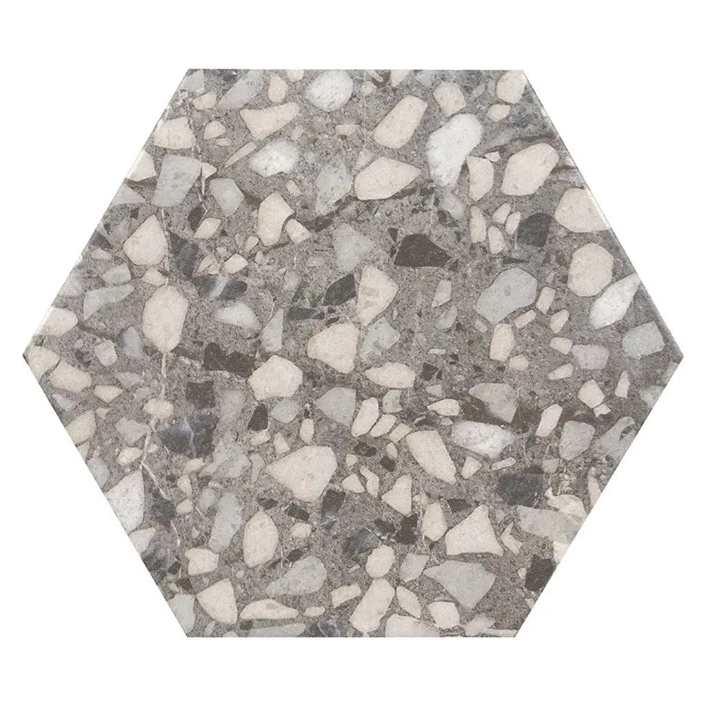 Deep Charcoal Gray 9x11 Matte Hexagon Porcelain Tile (16 pack, 8.07 sq ft/case) by Apollo Tile