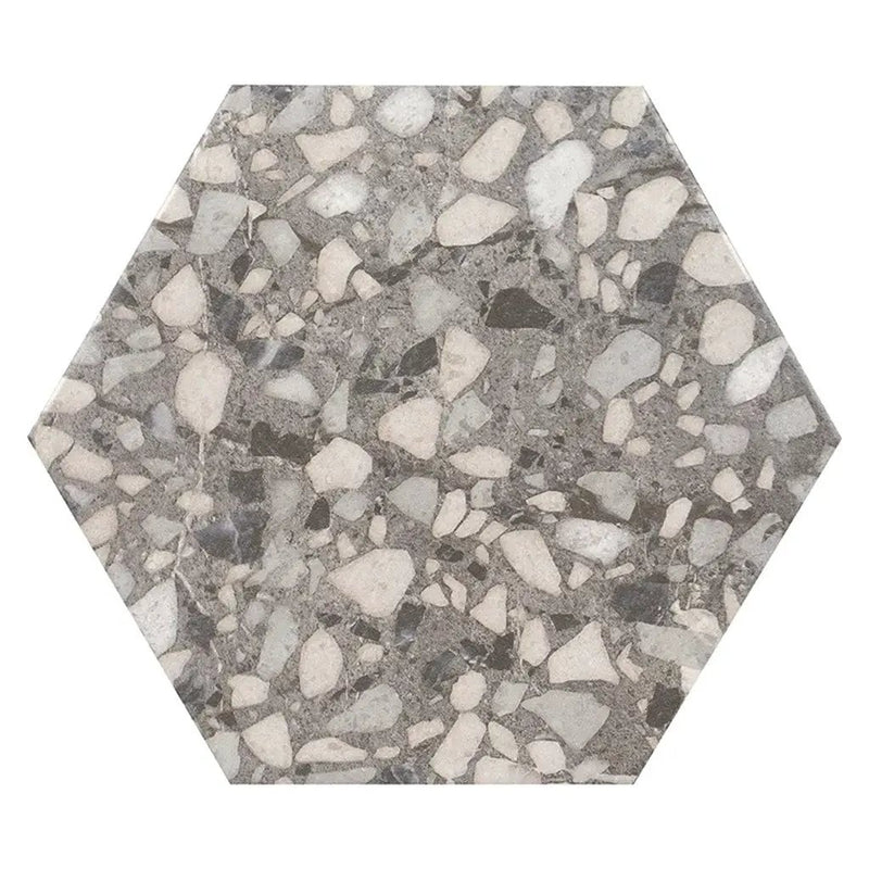 Deep Charcoal Gray 9x11 Matte Hexagon Porcelain Tile (16 pack, 8.07 sq ft/case) by Apollo Tile