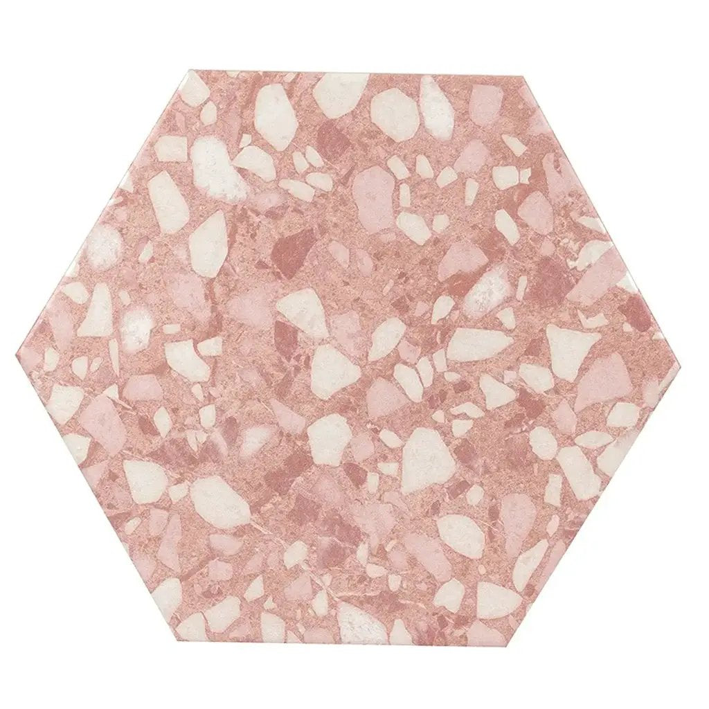 Blush Pink 9x11 Matte Hexagon Porcelain Tile (16 pack, 8.07 sq ft/case) by Apollo Tile