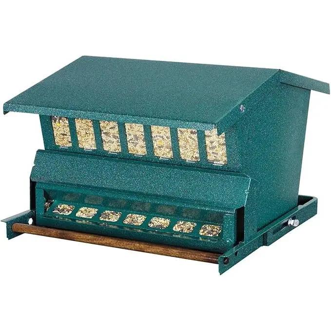 Rugged Green Metal Squirrel-Proof Bird Feeder with Easy-Refill Top by HomePacific
