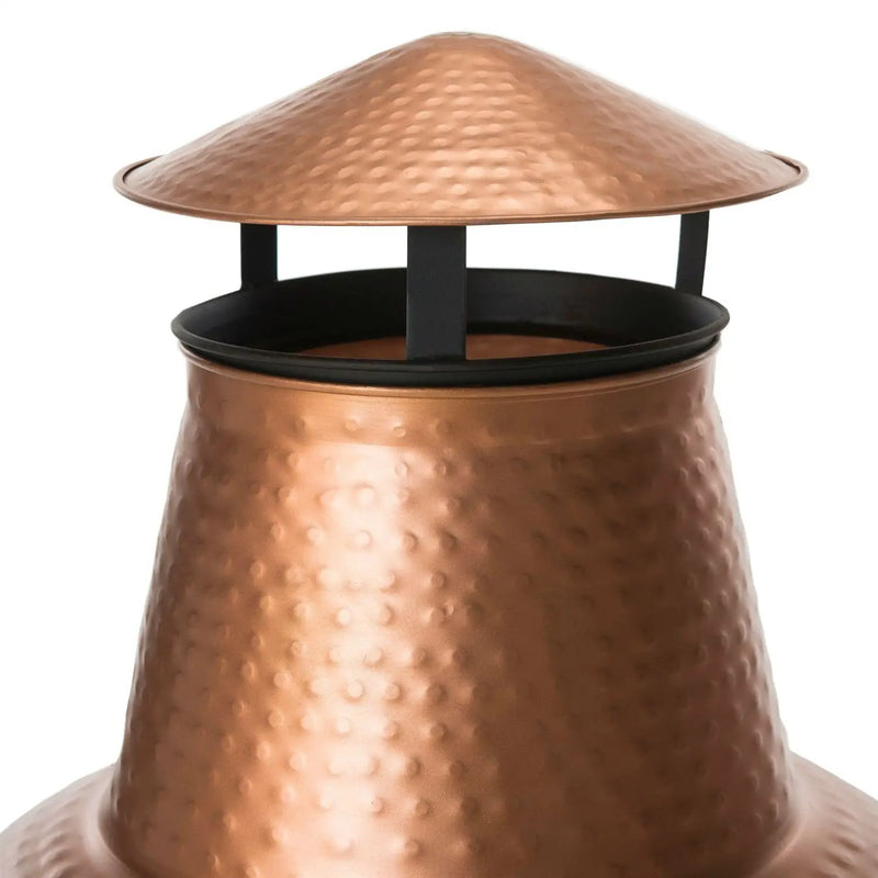 Hammered Copper and Iron Chiminea Fire Pit with Stand by HomePacific