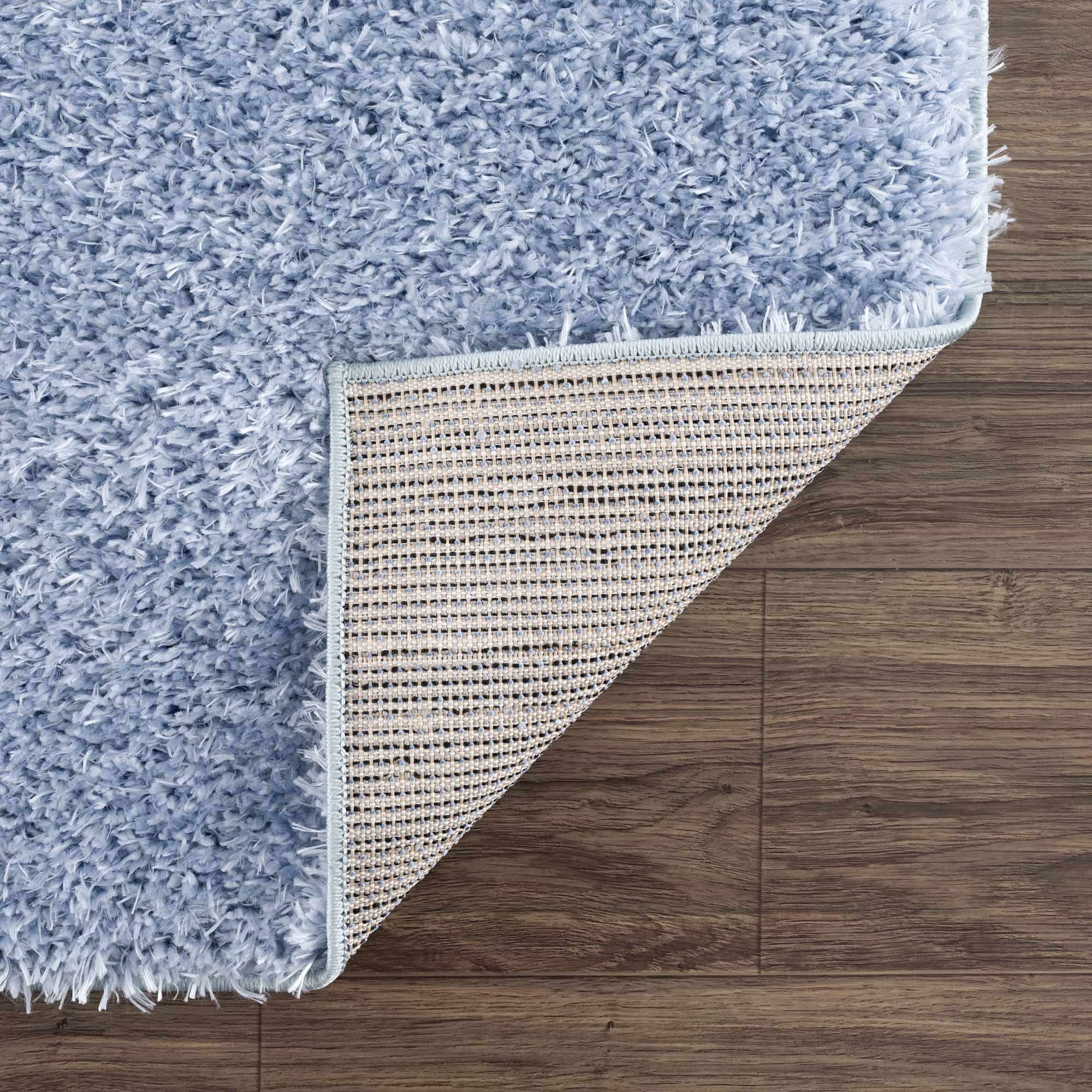 Faina Solid Aqua Shag Washable Area Rug - Clearance by Boutique Rugs