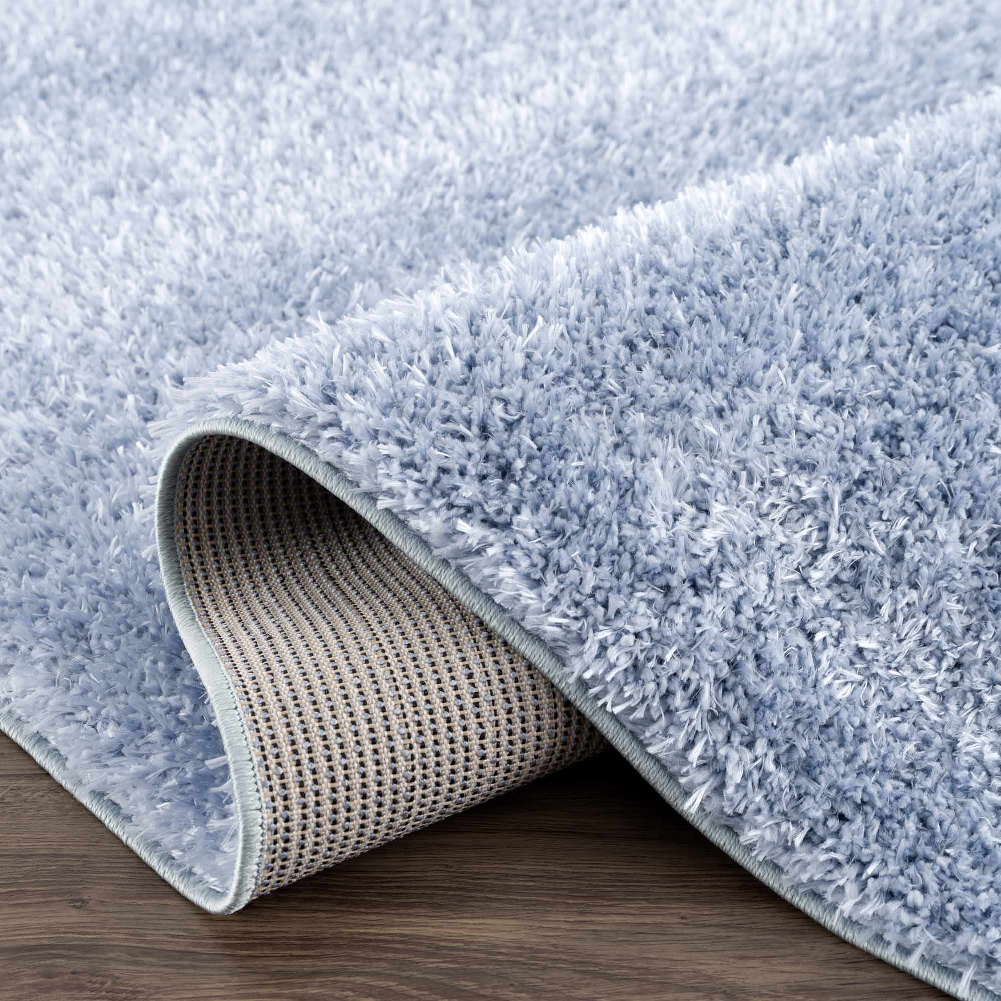 Faina Solid Aqua Shag Washable Area Rug - Clearance by Boutique Rugs