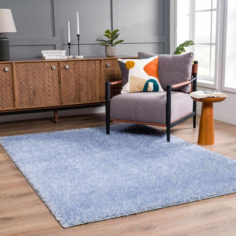 Faina Solid Aqua Shag Washable Area Rug - Clearance by Boutique Rugs