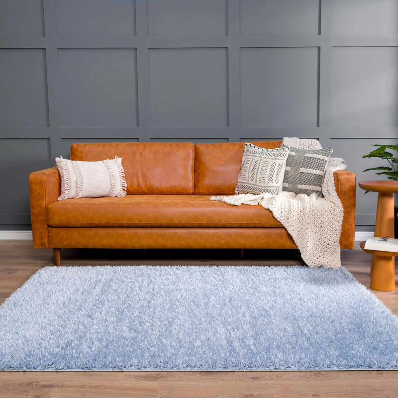 Faina Solid Aqua Shag Washable Area Rug - Clearance by Boutique Rugs