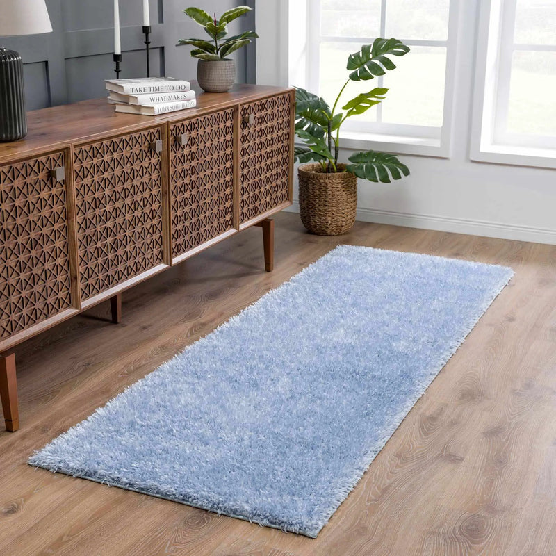 Faina Solid Aqua Shag Washable Area Rug - Clearance by Boutique Rugs