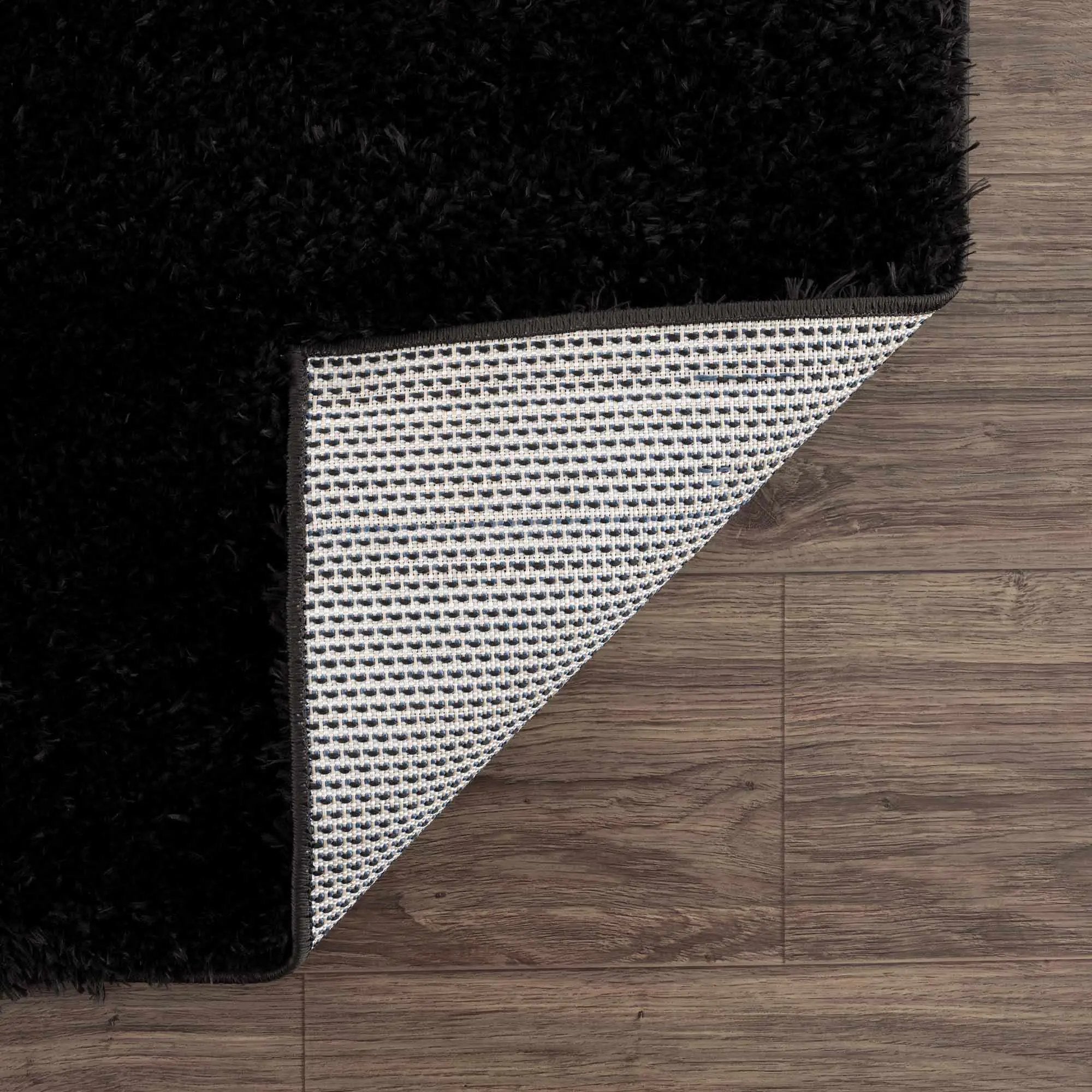 Faina Solid Black Shag Washable Area Rug - Clearance by Boutique Rugs