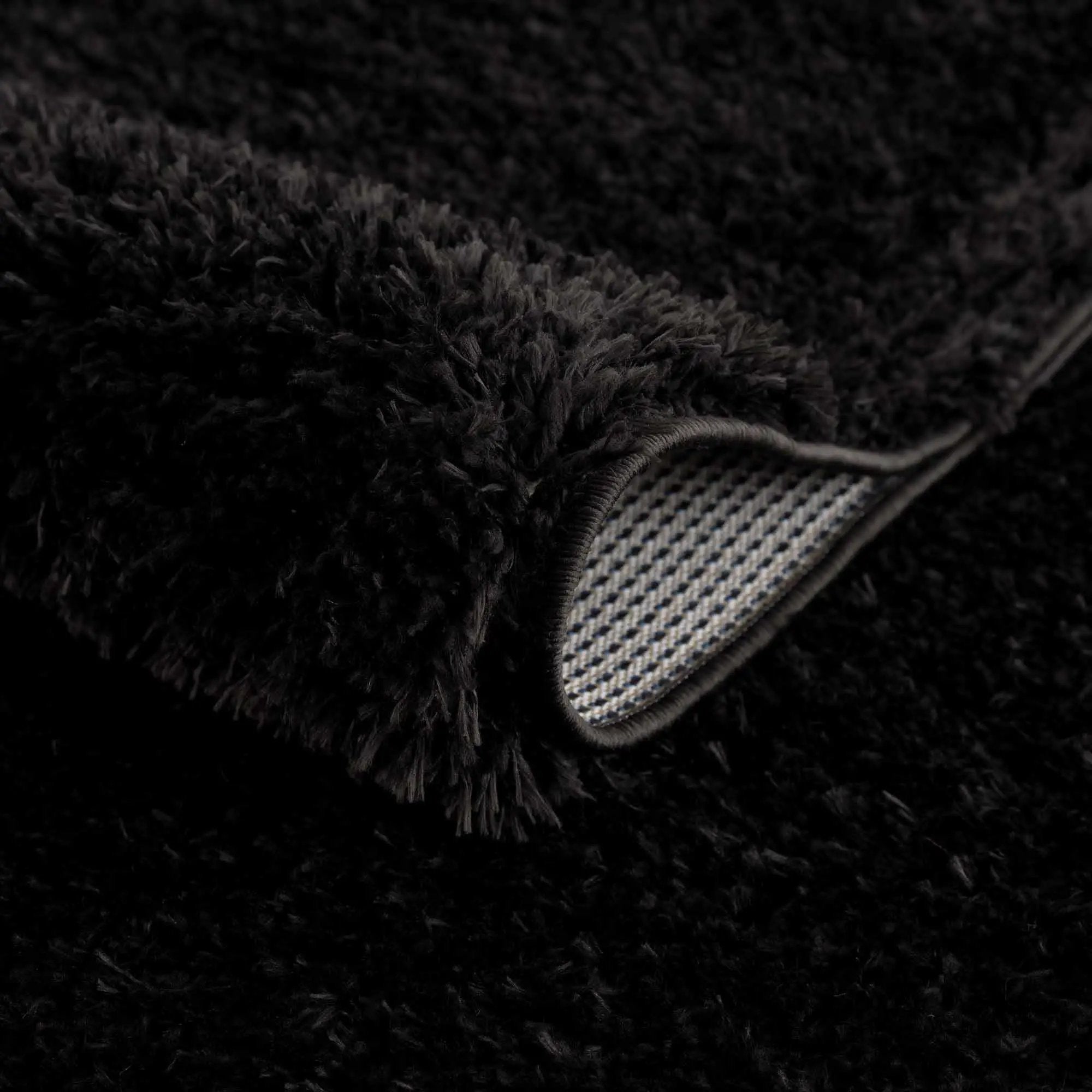 Faina Solid Black Shag Washable Area Rug - Clearance by Boutique Rugs