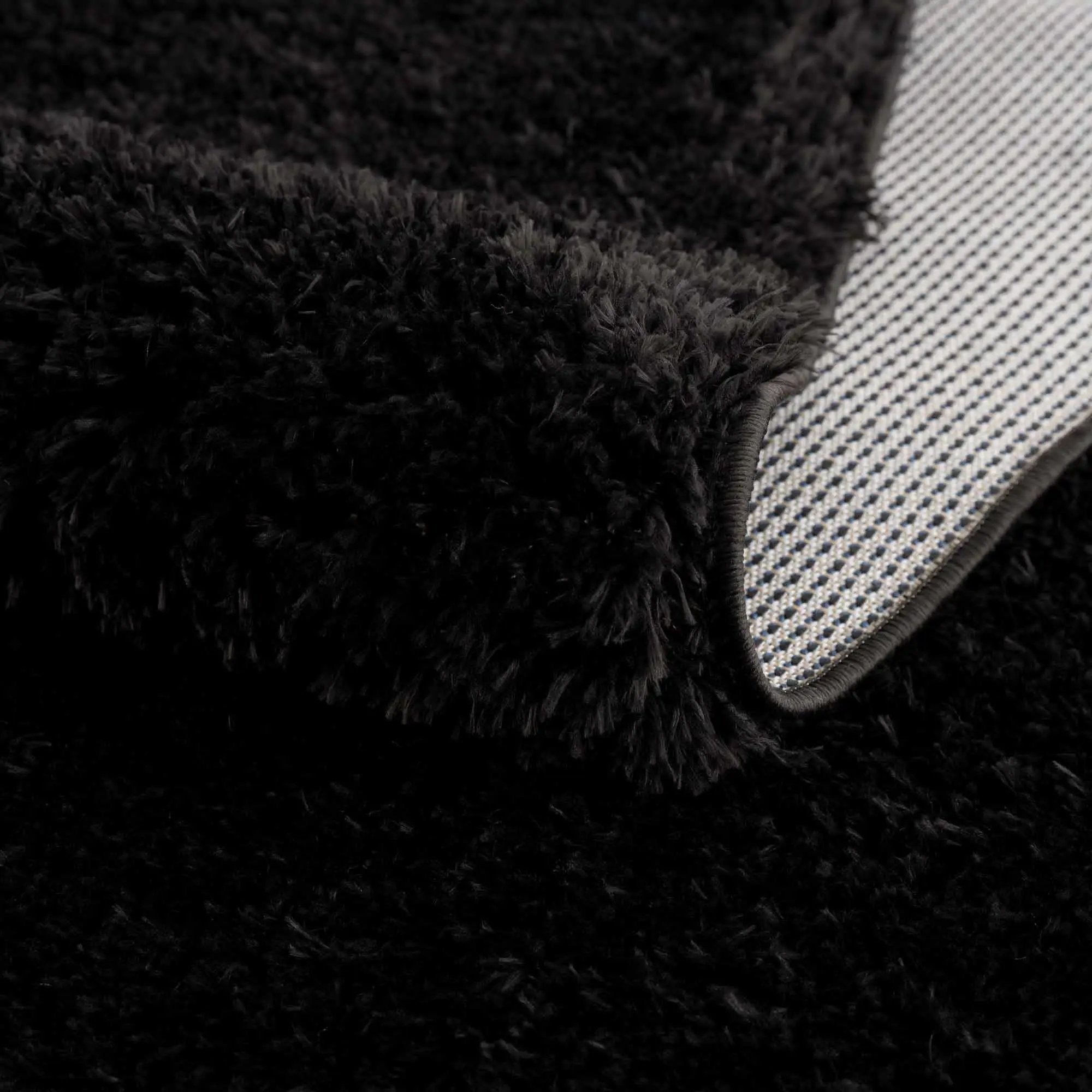 Faina Solid Black Shag Washable Area Rug - Clearance by Boutique Rugs