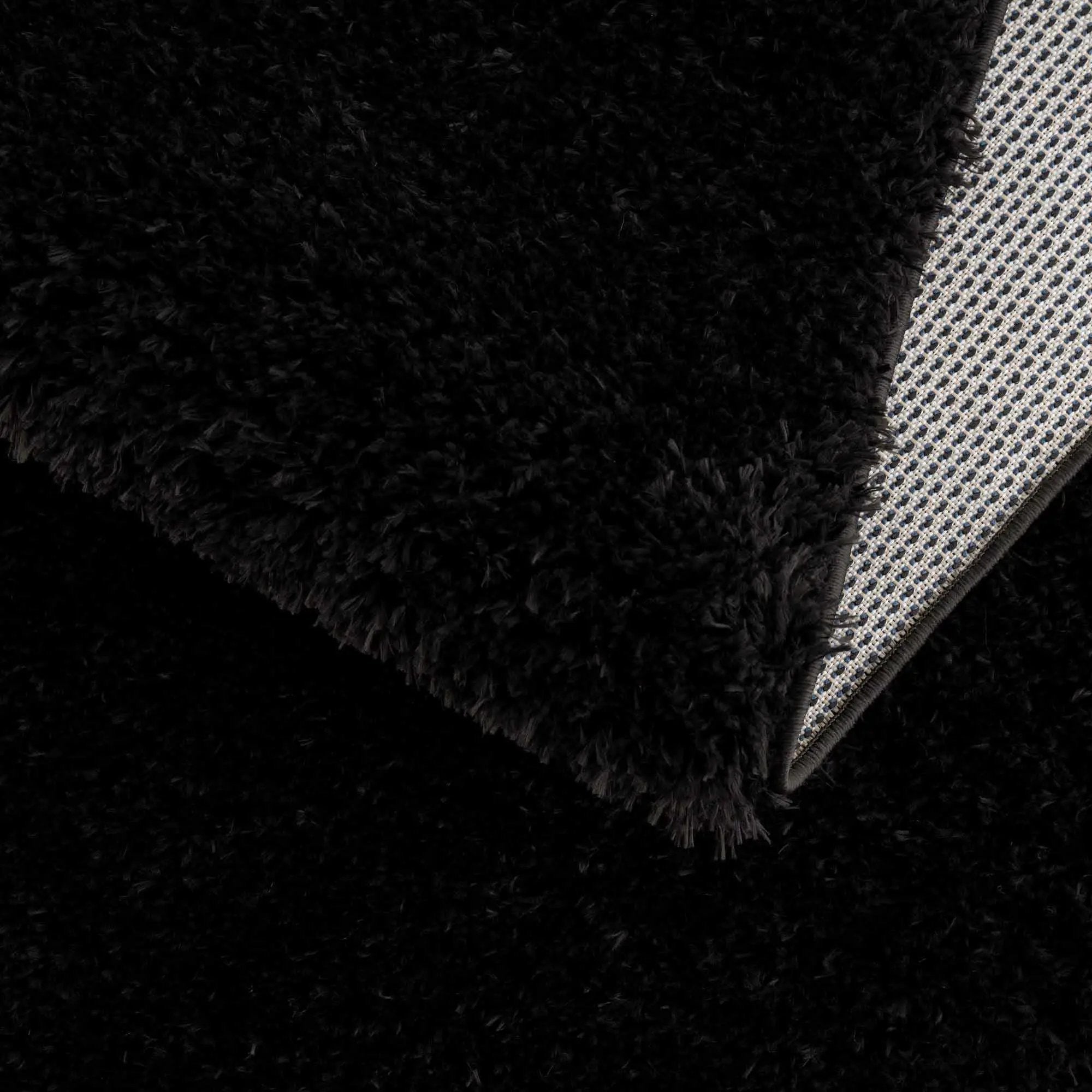 Faina Solid Black Shag Washable Area Rug - Clearance by Boutique Rugs