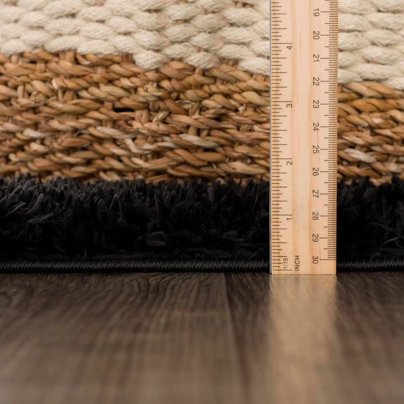 Faina Solid Black Shag Washable Area Rug - Clearance by Boutique Rugs