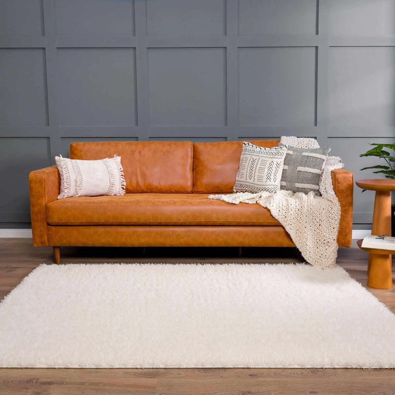 Faina Solid Cream Shag Washable Area Rug - Clearance by Boutique Rugs