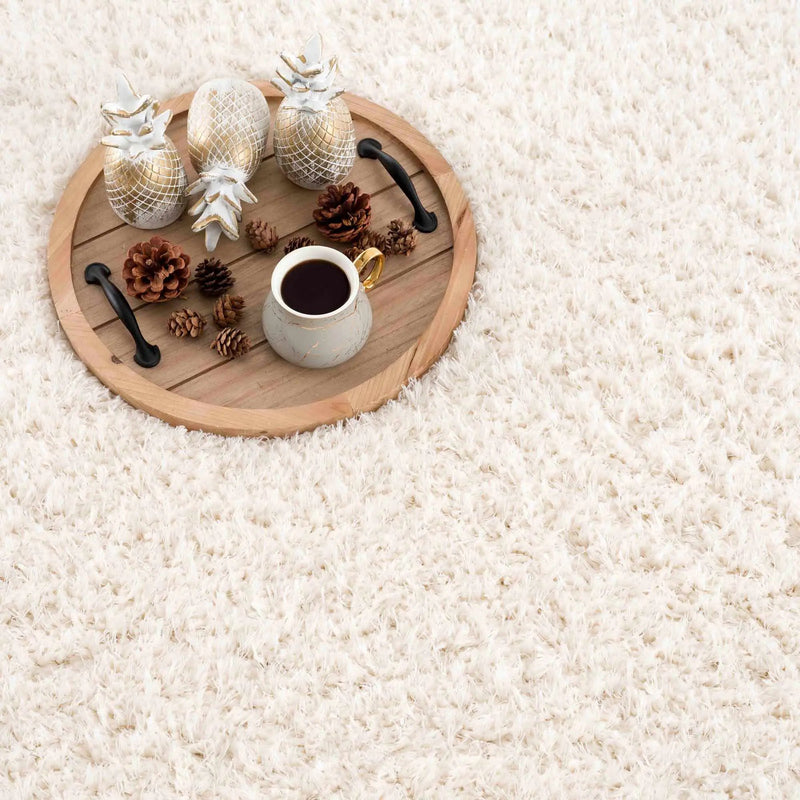 Faina Solid Cream Shag Washable Area Rug - Clearance by Boutique Rugs