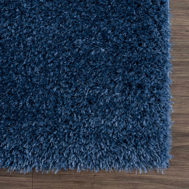 Faina Solid Dark Blue Shag Washable Area Rug - Clearance by Boutique Rugs