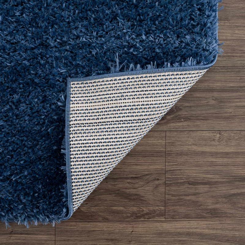 Faina Solid Dark Blue Shag Washable Area Rug - Clearance by Boutique Rugs