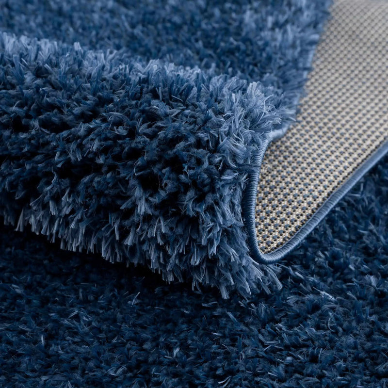 Faina Solid Dark Blue Shag Washable Area Rug - Clearance by Boutique Rugs