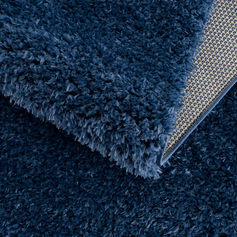 Faina Solid Dark Blue Shag Washable Area Rug - Clearance by Boutique Rugs