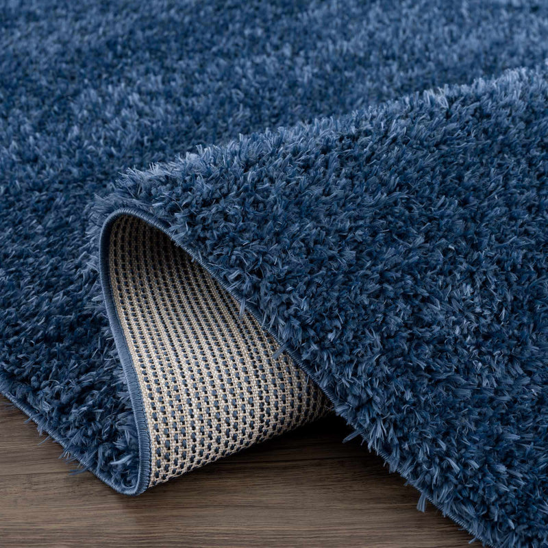 Faina Solid Dark Blue Shag Washable Area Rug - Clearance by Boutique Rugs