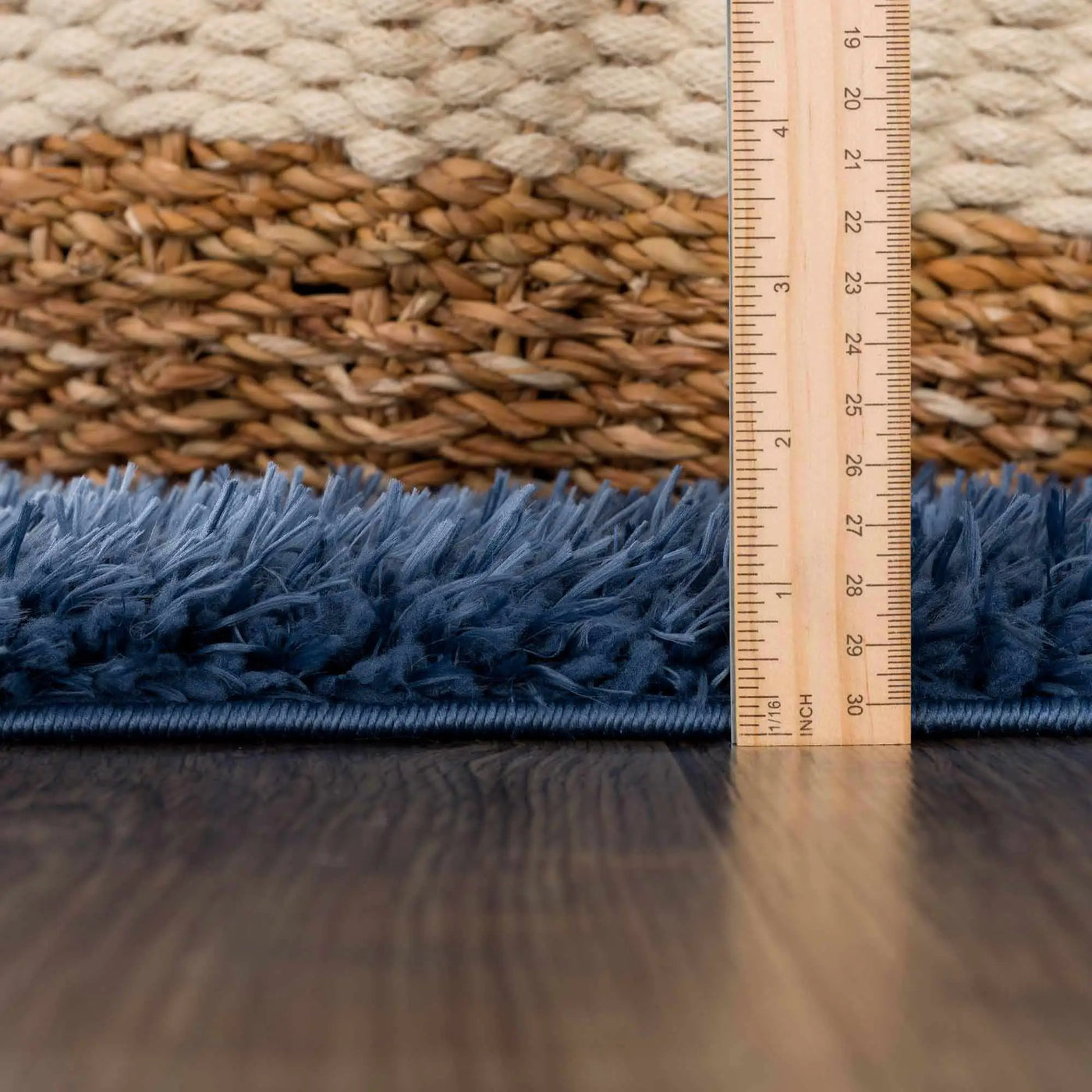 Faina Solid Dark Blue Shag Washable Area Rug - Clearance by Boutique Rugs
