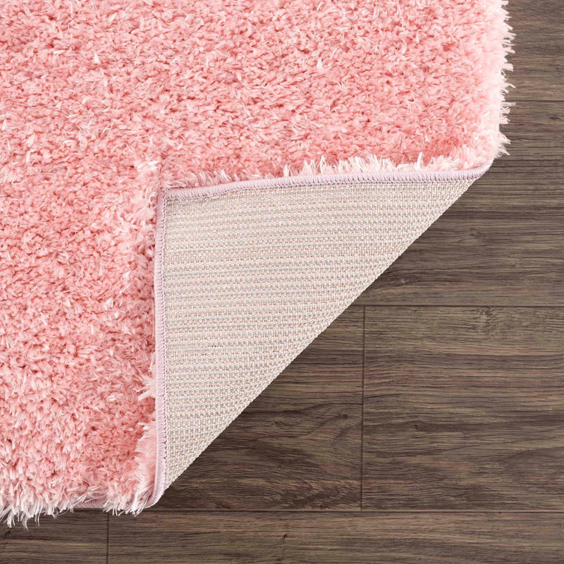 Faina Solid Pink Shag Washable Area Rug - Clearance by Boutique Rugs