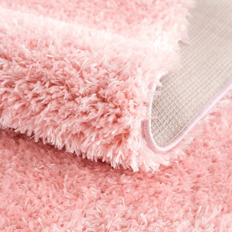 Faina Solid Pink Shag Washable Area Rug - Clearance by Boutique Rugs