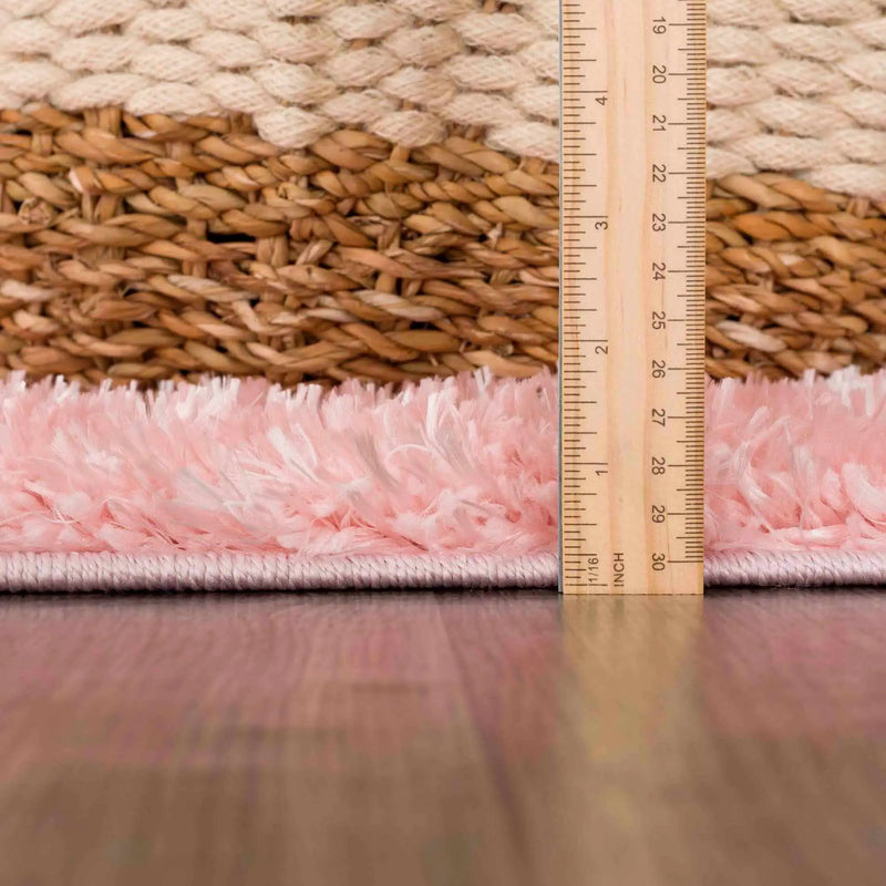 Faina Solid Pink Shag Washable Area Rug - Clearance by Boutique Rugs
