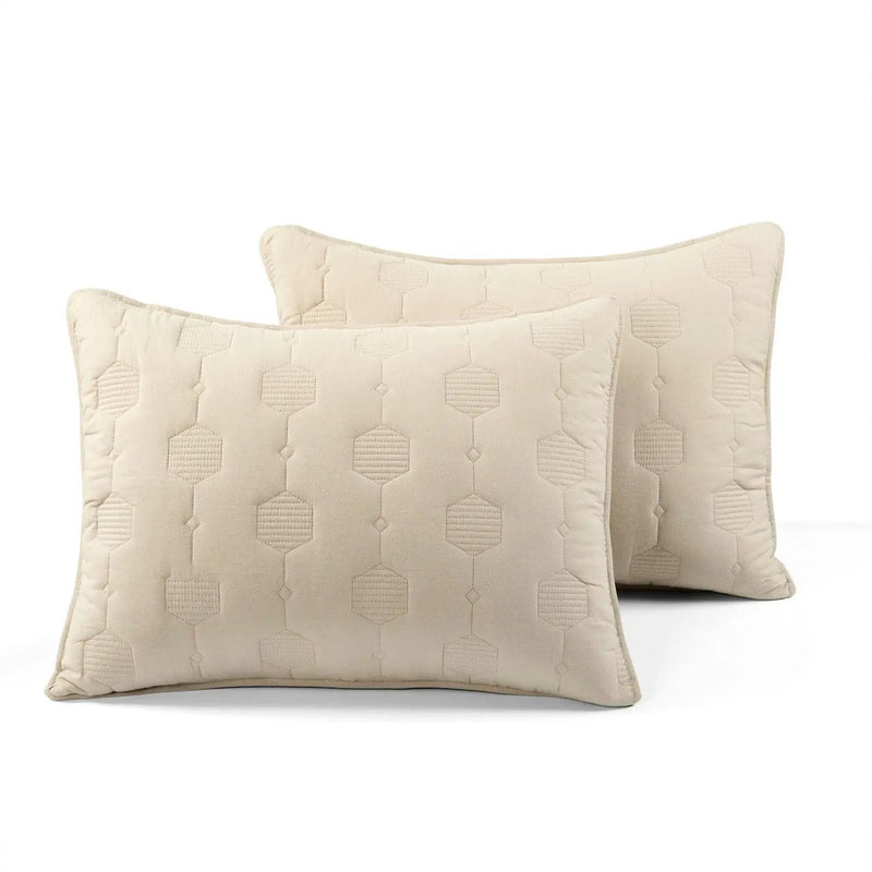 Full/Queen size Lightweight Beige Textured Cotton 3 Piece Quilt Set by HomePacific