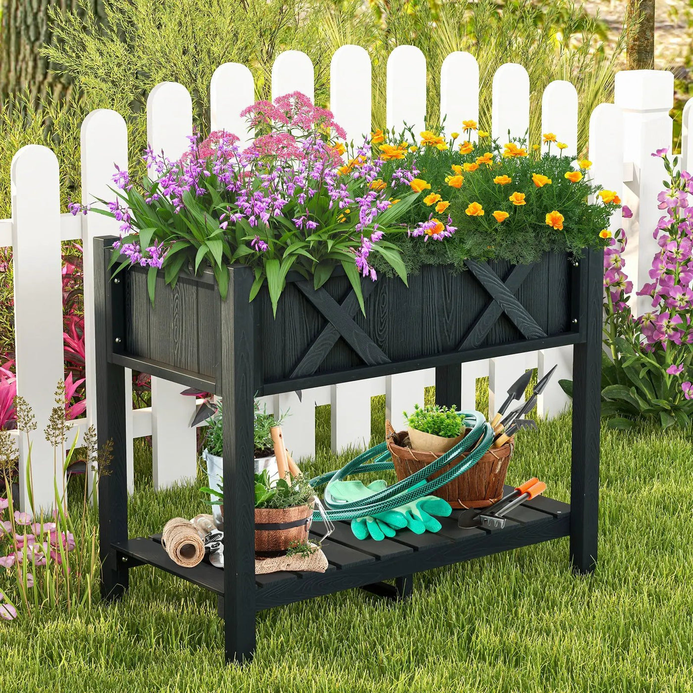 HIPS Raised Garden Bed Poly Wood Elevated Planter Box by DirectDeals