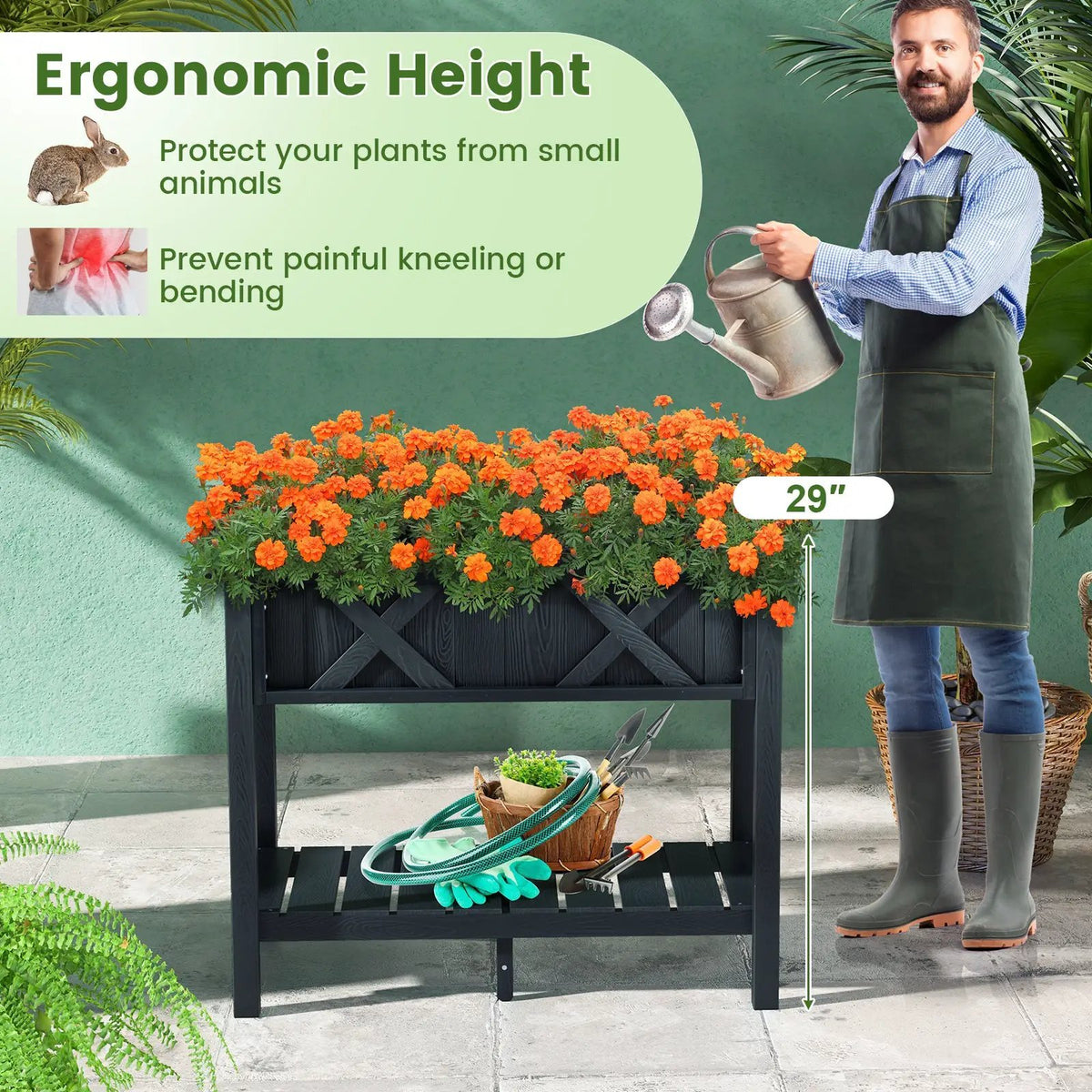 HIPS Raised Garden Bed Poly Wood Elevated Planter Box by DirectDeals