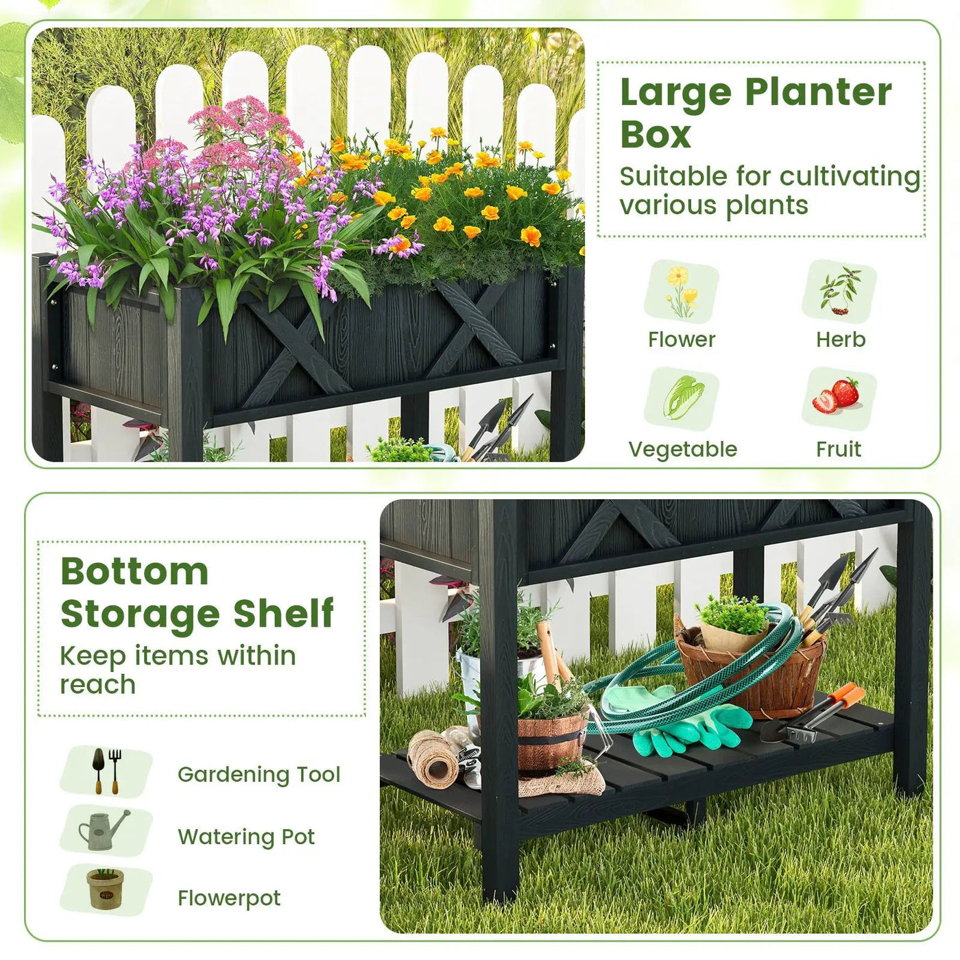 HIPS Raised Garden Bed Poly Wood Elevated Planter Box by DirectDeals