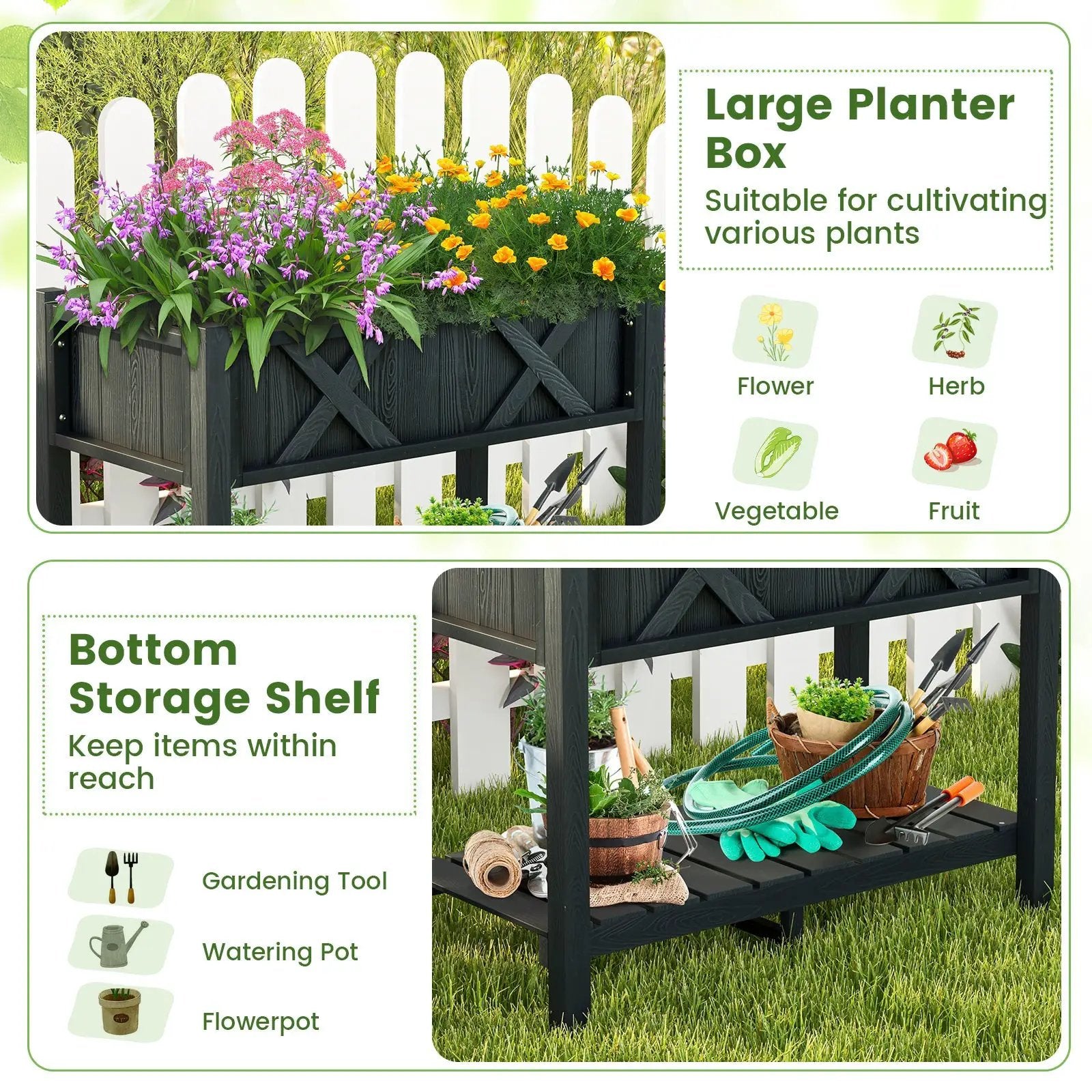 HIPS Raised Garden Bed Poly Wood Elevated Planter Box by DirectDeals