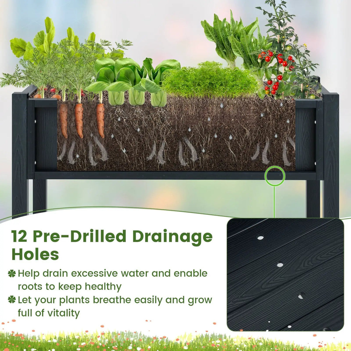 HIPS Raised Garden Bed Poly Wood Elevated Planter Box by DirectDeals