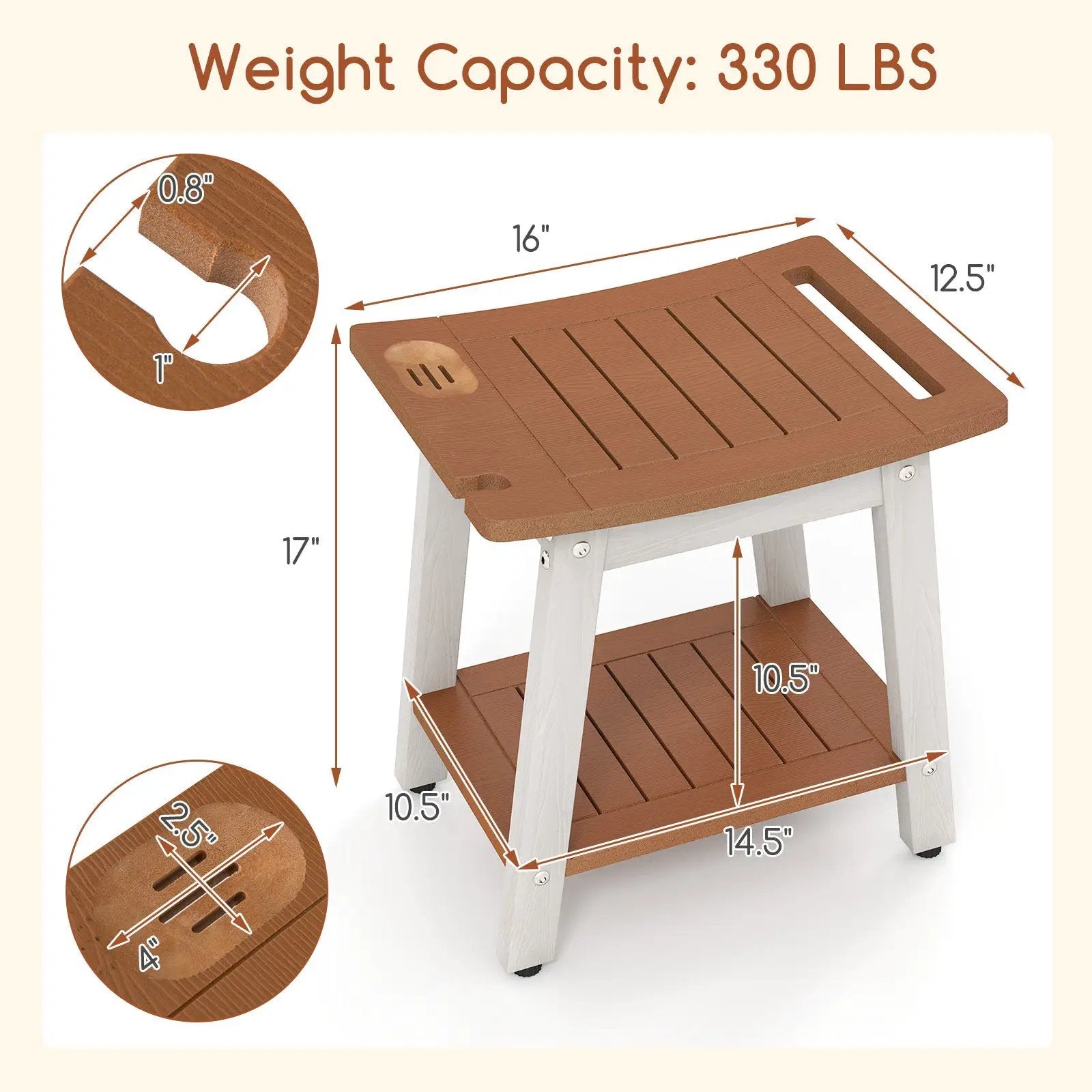HIPS Shower Bench Seat with Handle Shower Head by DirectDeals