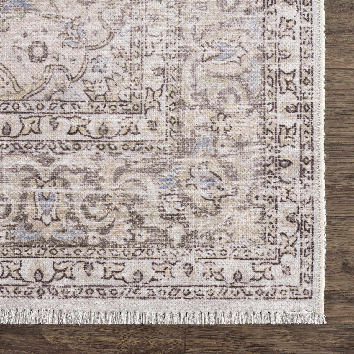 Cream Holi-2301 Washable Area Rug by Hauteloom