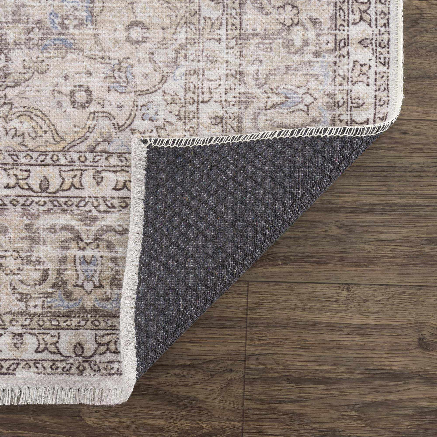 Cream Holi-2301 Washable Area Rug by Hauteloom
