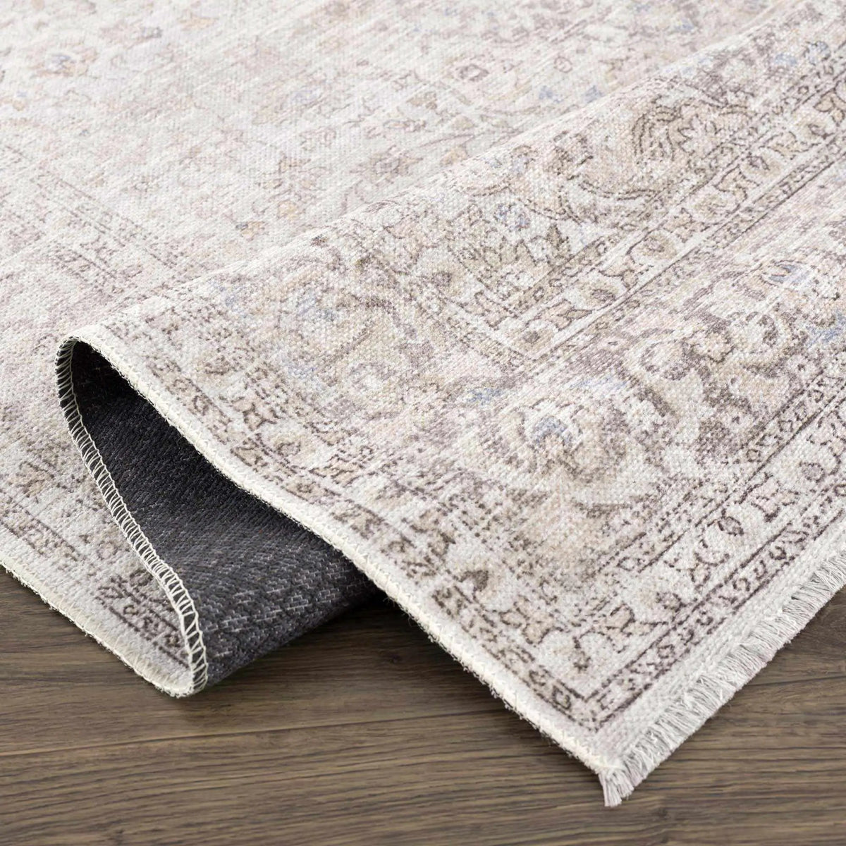 Cream Holi-2301 Washable Area Rug by Hauteloom