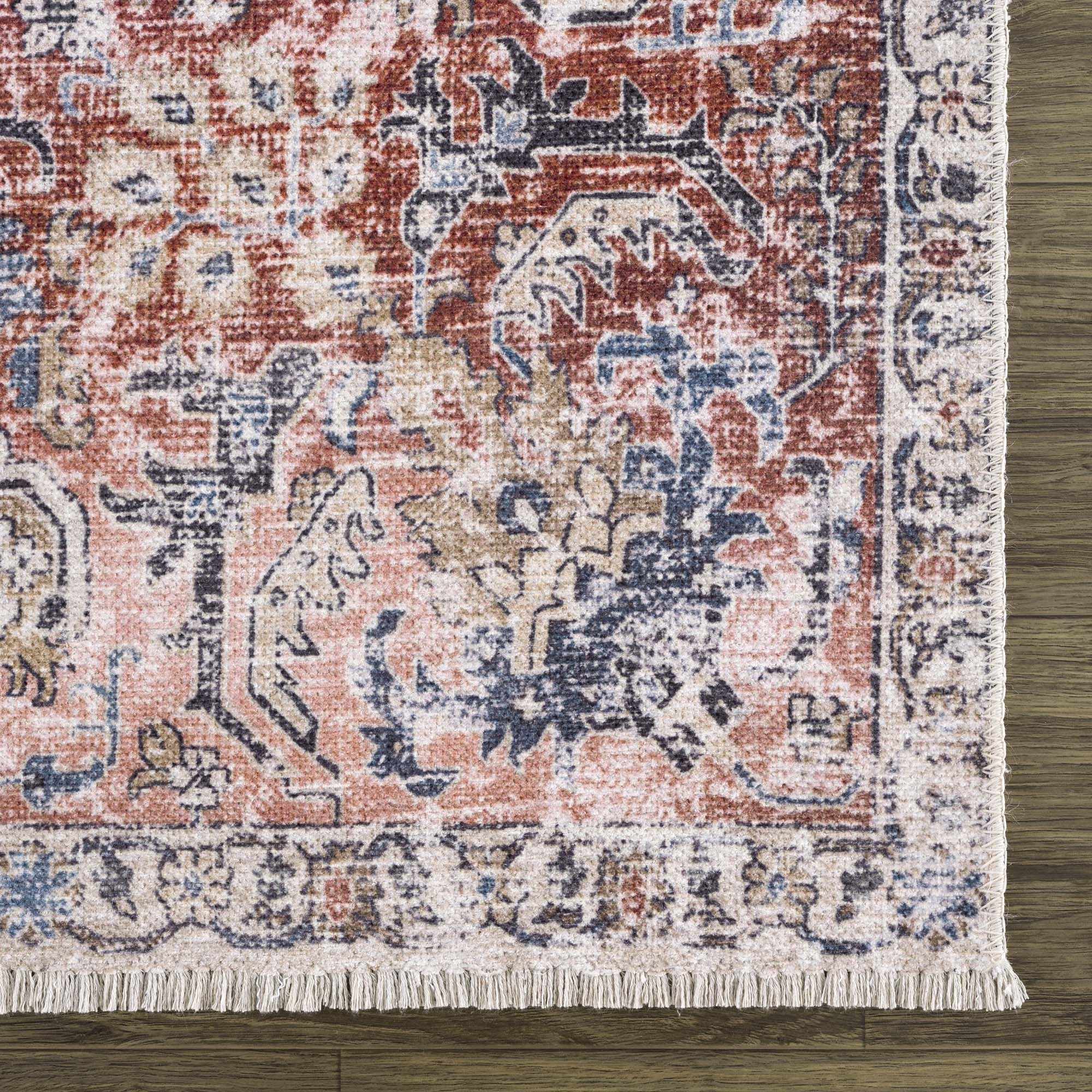 Burgundy Holi-2303 Washable Area Rug by Hauteloom