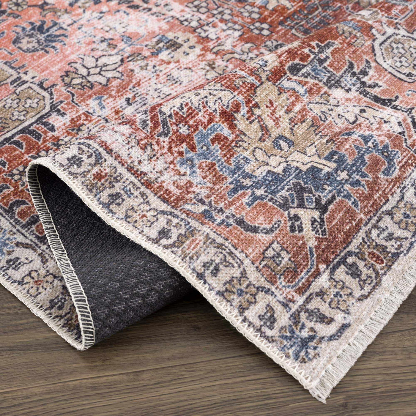 Burgundy Holi-2303 Washable Area Rug by Boutique Rugs