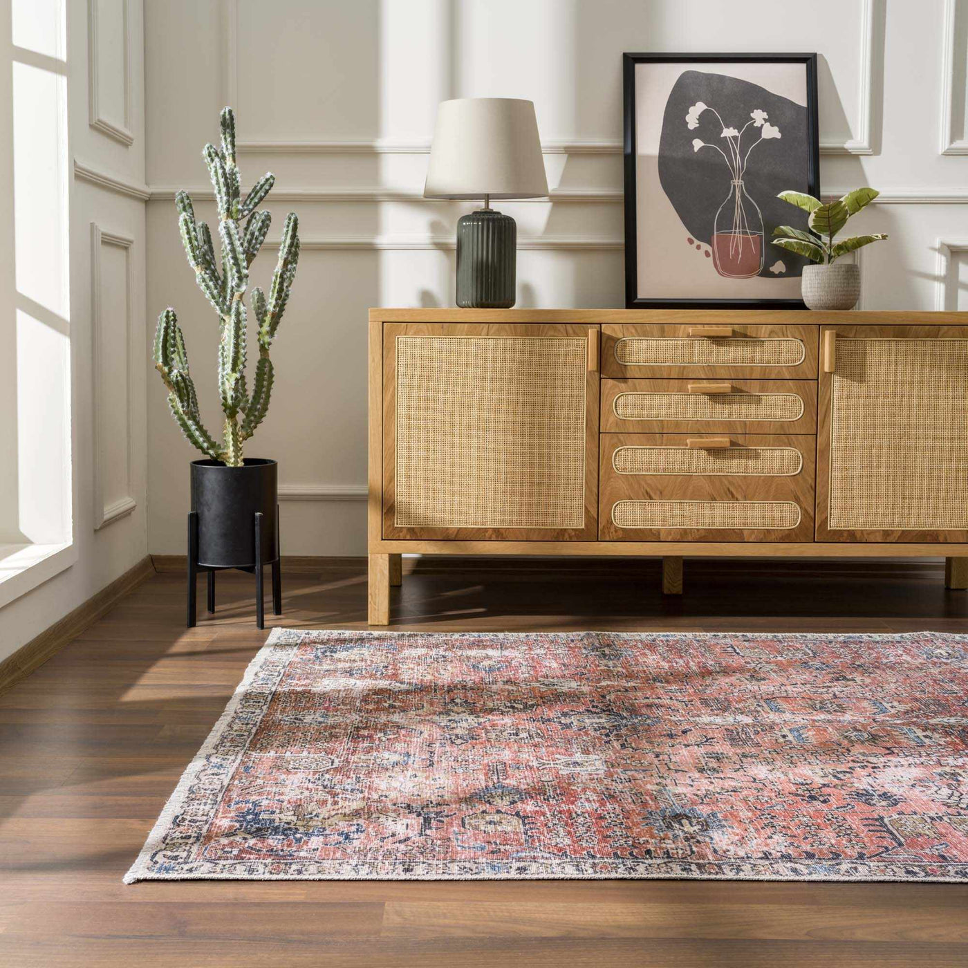 Burgundy Holi-2303 Washable Area Rug by Hauteloom